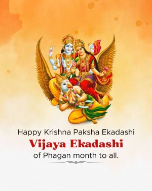 Image depicting Lord Krishna and Radha on Garuda, celebrating Vijaya Ekadashi