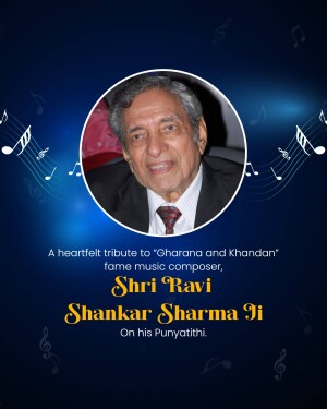 Portrait of Shri Shankar Sharma Ji with a tribute message