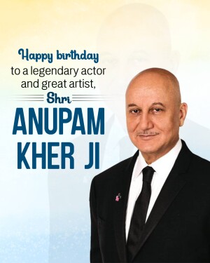 Portrait of Anupam Kher with birthday greetings