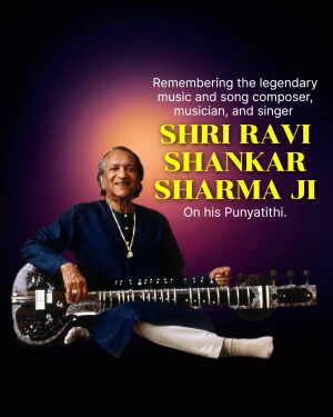 Portrait of Shri Ravi Shankar Sharma Ji with his sitar