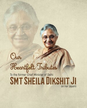 Portrait of Sheila Dikshit with tribute text
