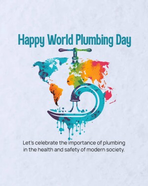 World Plumbing Day graphic with a faucet and world map