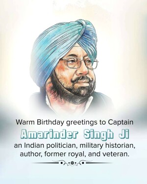 Portrait of Captain Amarinder Singh with birthday greetings