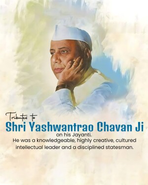 Portrait of Shri Yashwantrao Chavan Ji with a tribute message