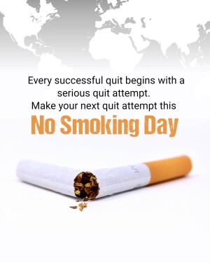 Broken cigarette with a world map background promoting No Smoking Day.
