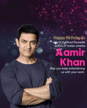 Portrait of Aamir Khan with birthday wishes