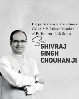 Portrait of Shivraj Singh Chouhan with birthday greetings