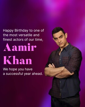 Aamir Khan birthday greeting with a portrait of the actor.