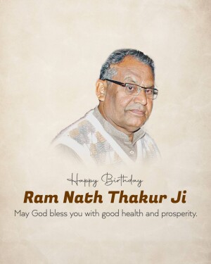 Portrait of Ram Nath Thakur with birthday greetings