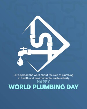 Illustration of plumbing pipes and a faucet with a water droplet, promoting World Plumbing Day.