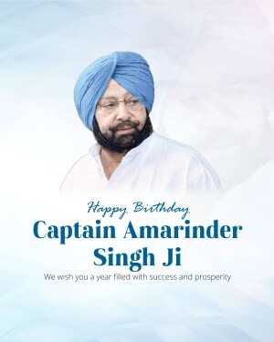Portrait of Captain Amarinder Singh Ji with birthday greetings