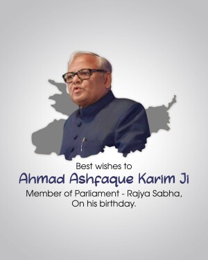 Portrait of Ahmad Ashfaque Karim Ji with a map of Jammu and Kashmir in the background