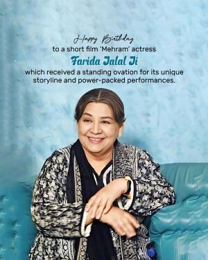 Portrait of Farida Jalal, a veteran Indian actress, celebrating her birthday.