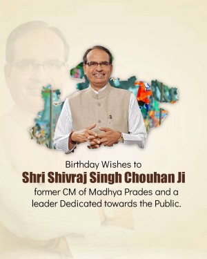 Portrait of Shri Shivraj Singh Chouhan with a map of Madhya Pradesh