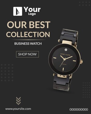 Anne Klein black and gold business watch advertisement