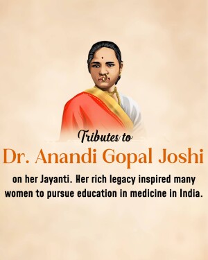 Portrait of Dr. Anandi Gopal Joshi with a tribute message