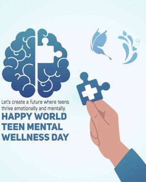 Illustration depicting a brain puzzle with a hand holding a piece, symbolizing mental health support for teenagers.