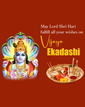 Image of Lord Vishnu with a Vijaya Ekadashi greeting