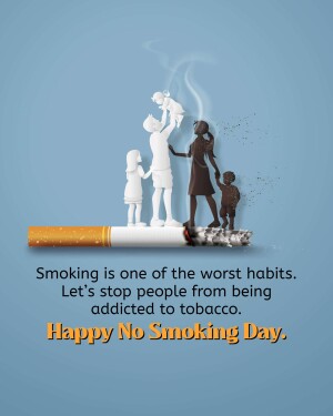 Silhouette of a family fading into smoke from a cigarette, promoting No Smoking Day.
