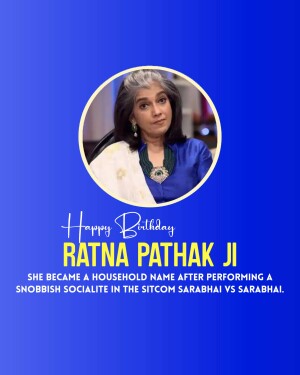 Portrait of Ratna Pathak Shah with birthday greetings