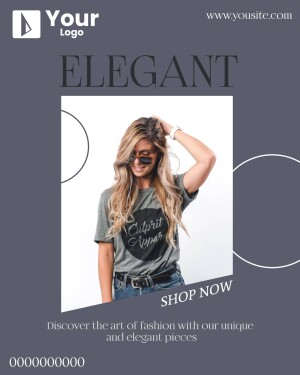 Woman wearing a casual t-shirt and sunglasses, promoting a fashion brand.
