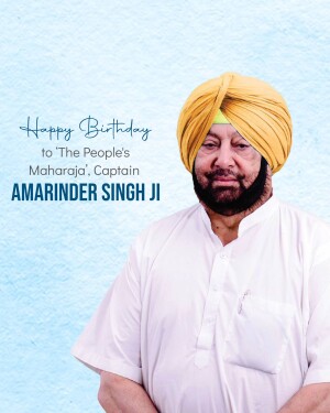 Portrait of Captain Amarinder Singh Ji with birthday greetings