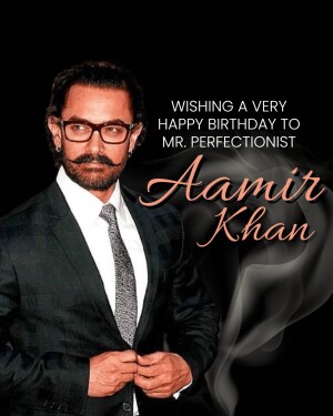 Portrait of Aamir Khan with birthday greetings