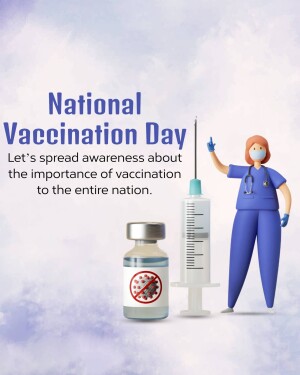 Illustration promoting National Vaccination Day with a healthcare worker and vaccine