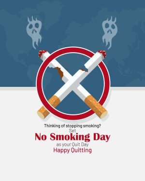 Illustration of broken cigarettes with a 'No Smoking' symbol, promoting quitting smoking.