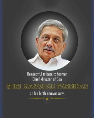 Portrait of Manohar Parrikar with tribute text