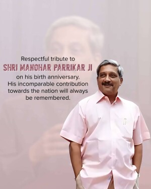 Portrait of Manohar Parrikar with tribute text