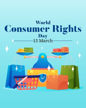 Illustration depicting the concept of consumer rights and fair trade with scales balancing shopping bags and purchases.