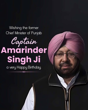 Portrait of Captain Amarinder Singh with birthday greetings