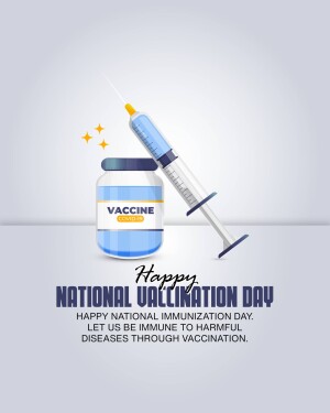 Illustration of a syringe and vaccine bottle with text 'National Vaccination Day'