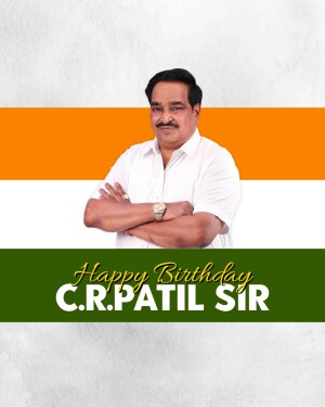 Portrait of C.R. Patil with Indian flag background and birthday greeting