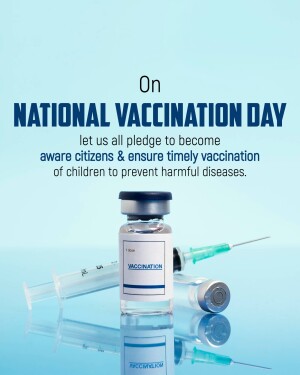 Image promoting National Vaccination Day with a vaccine vial and syringes.