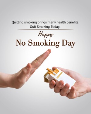 Image depicting a hand rejecting cigarettes with the text 'No Smoking Day'