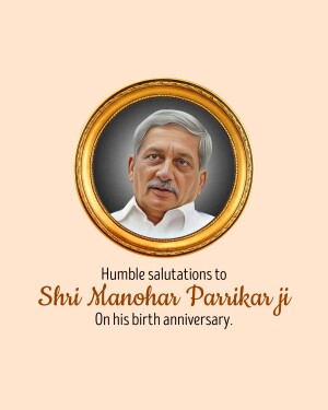 Portrait of Manohar Parrikar with birthday tribute text