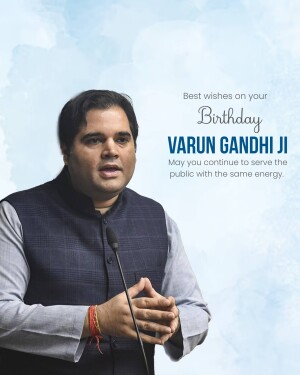Portrait of Varun Gandhi with birthday greetings