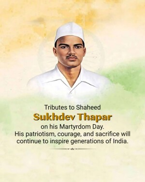 Portrait of Sukhdev Thapar, Indian revolutionary