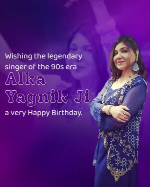 Image of Alka Yagnik with a birthday greeting