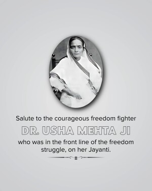 Portrait of Dr. Usha Mehta, a courageous freedom fighter