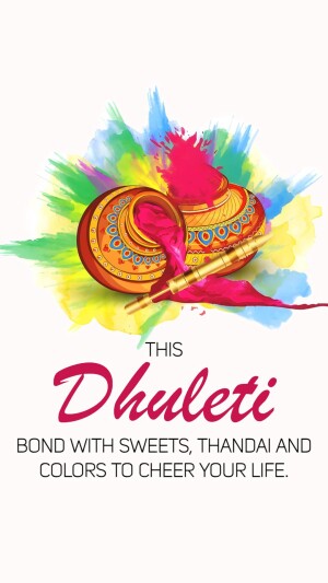 Colorful Dhulleti celebration with sweets and Thandai
