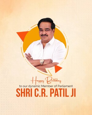 Portrait of Shri C.R. Patil with birthday greetings