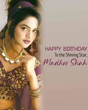 Portrait of Madhubala with birthday wishes