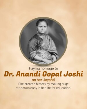 Portrait of Dr. Anandi Gopal Joshi with text commemorating her Jayanti