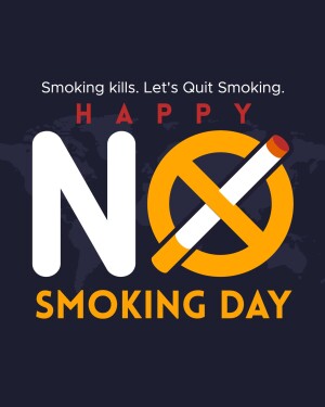No Smoking Day poster with a crossed-out cigarette and the word 'HAPPY NO SMOKING DAY'