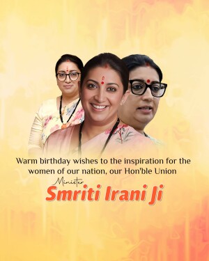 Image of Smriti Irani with two other women, with a birthday message.