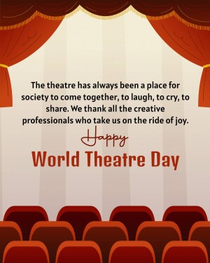 Image celebrating World Theatre Day with a theatre stage and seats.