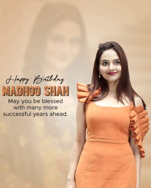 Portrait of Madhoo Shah with birthday wishes
